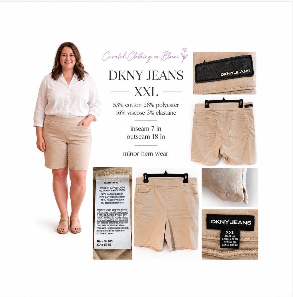 DKNY Jeans Plus Size Khaki Pull-On Denim Shorts Size XXL